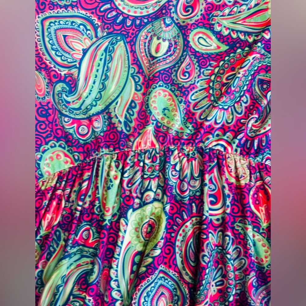 simply Southern Seahorse Paisley Tunic Top 3/4 sleeve pink aqua purple small - Picture 2 of 4